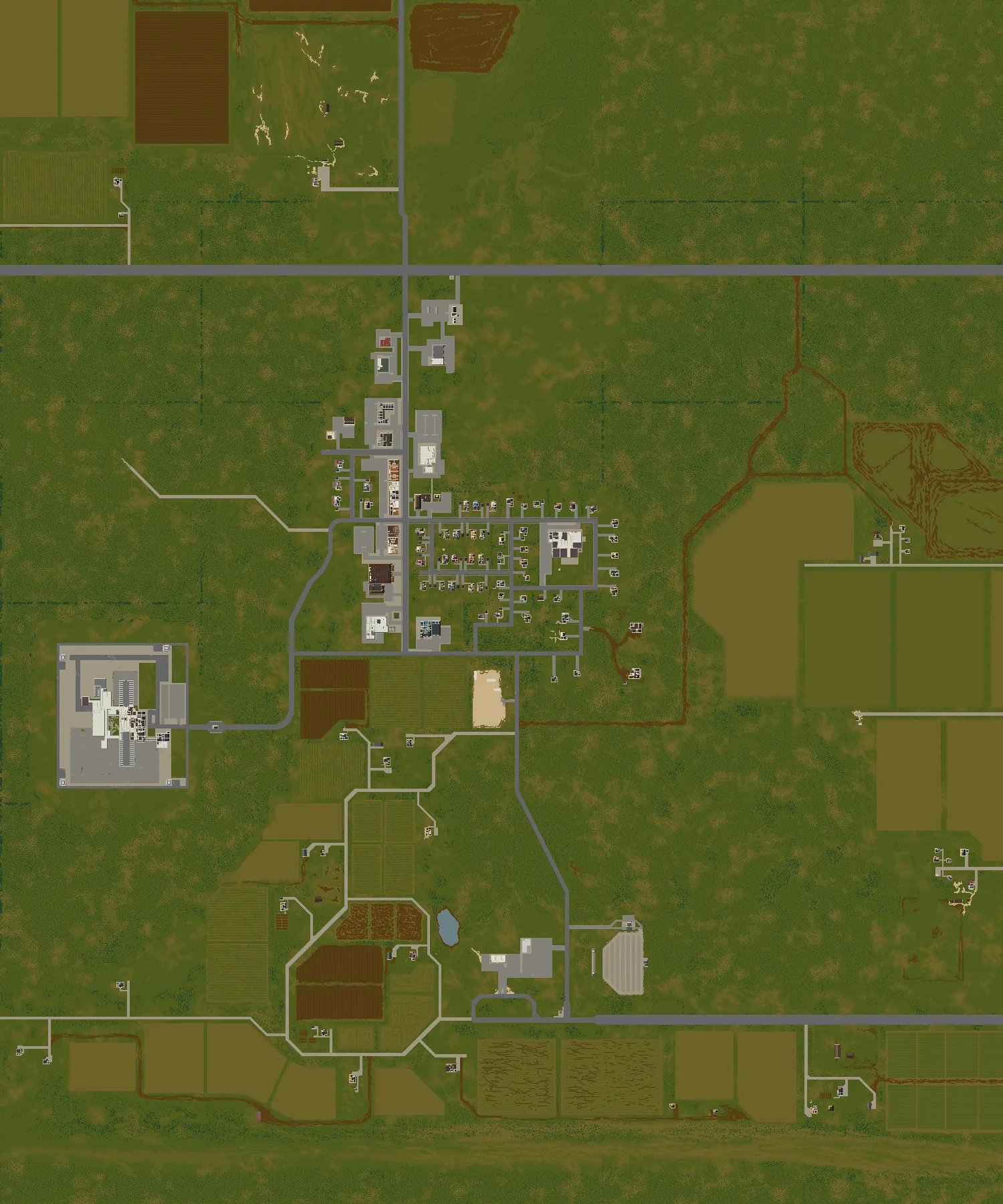 Project Zomboid Rosewood map - the town centre, Fire Station and the Knox prison complex